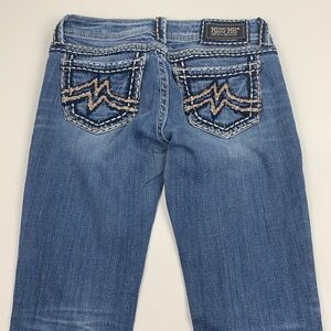 Miss Me Sunny Skinny Blue Denim Jeans Size 28 Embroidered Medium wash denim